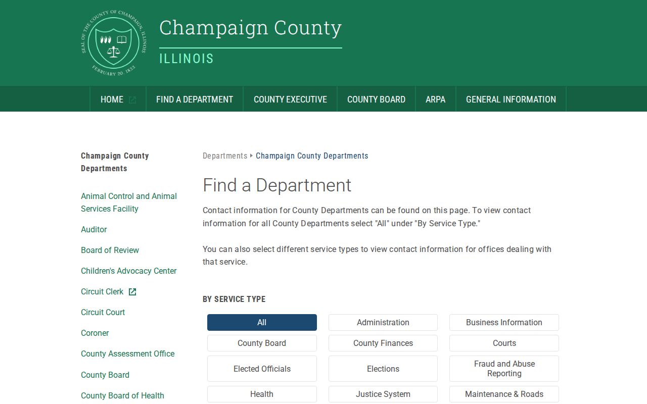 Champaign County Jail release records facility directory