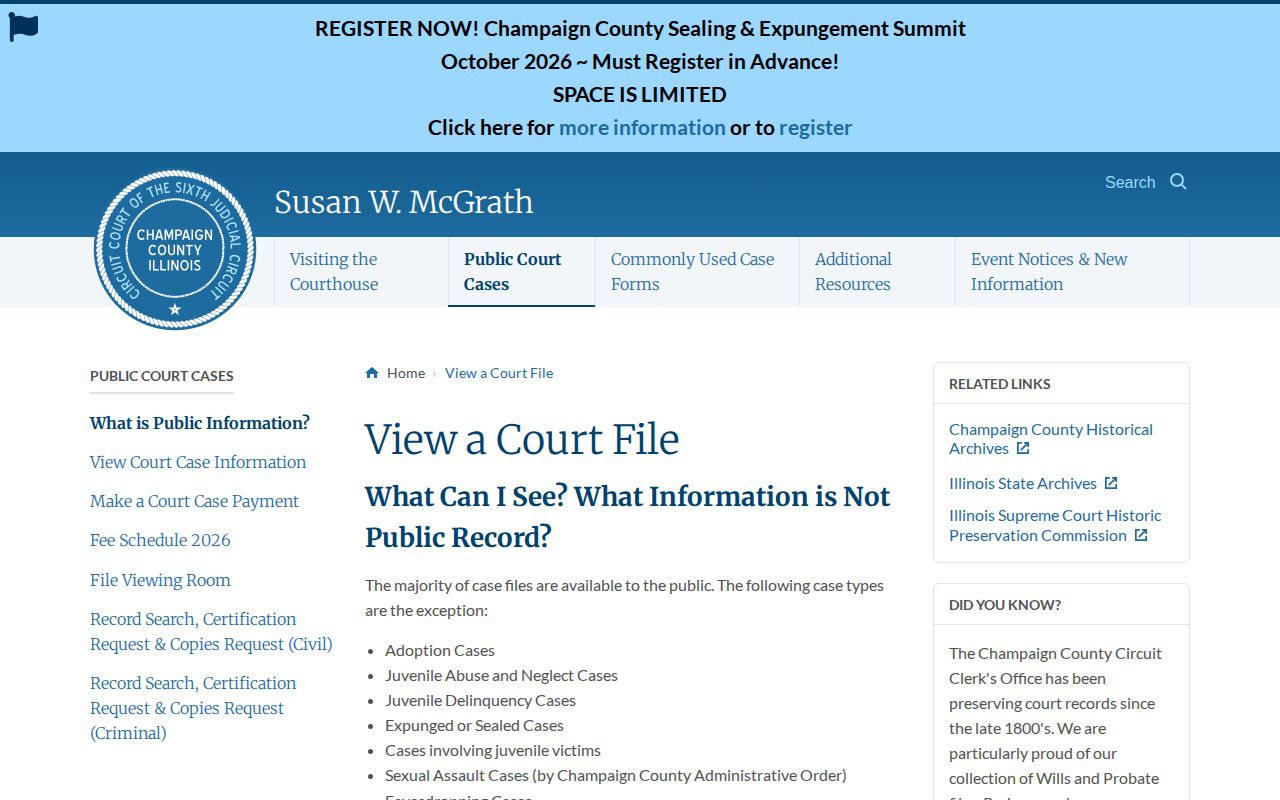 Champaign County Circuit Clerk court-file guide