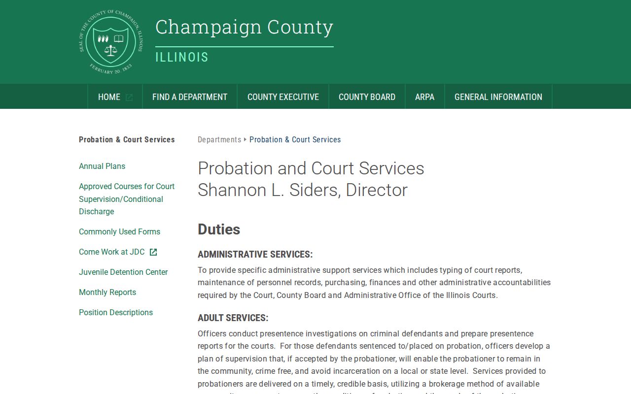 Champaign County Probation and Court Services official page