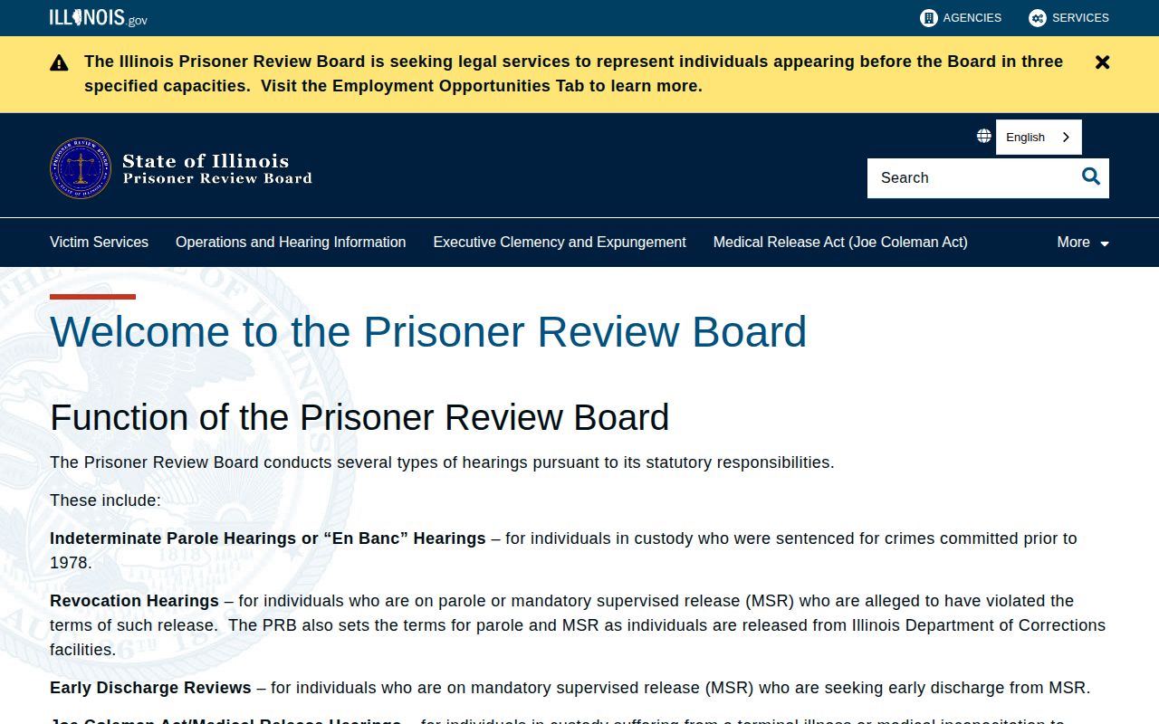 Illinois Prisoner Review Board official website